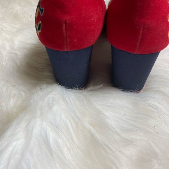 Babycham Rochelle Anchor red white and blue black heels slip on shoes size 6 - Picture 5 of 11
